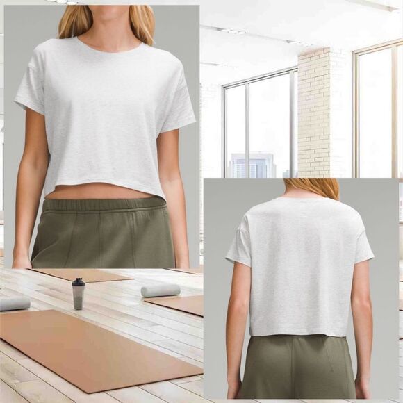 lululemon athletica Tops - Lululemon Cates Tee size 6 NWT Heathered Core Ultra Light Grey